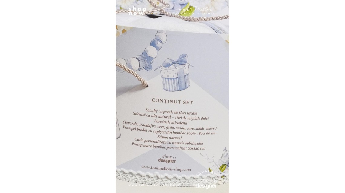 Set prima băiță după botez băiat cu ursuleți Moschino Toy Ritualul blând al apei 1